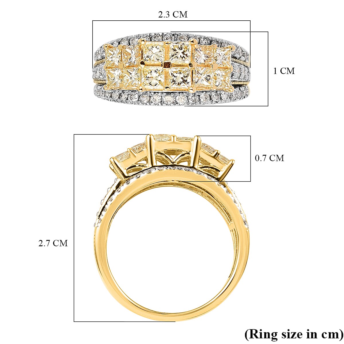 DIAMOND AUCTION OF THE YEAR - 14K Yellow Gold Natural Yellow Diamond and White Diamond (VS-I1) Ring 2.03 Ct, Gold Wt 5.40 Gms
