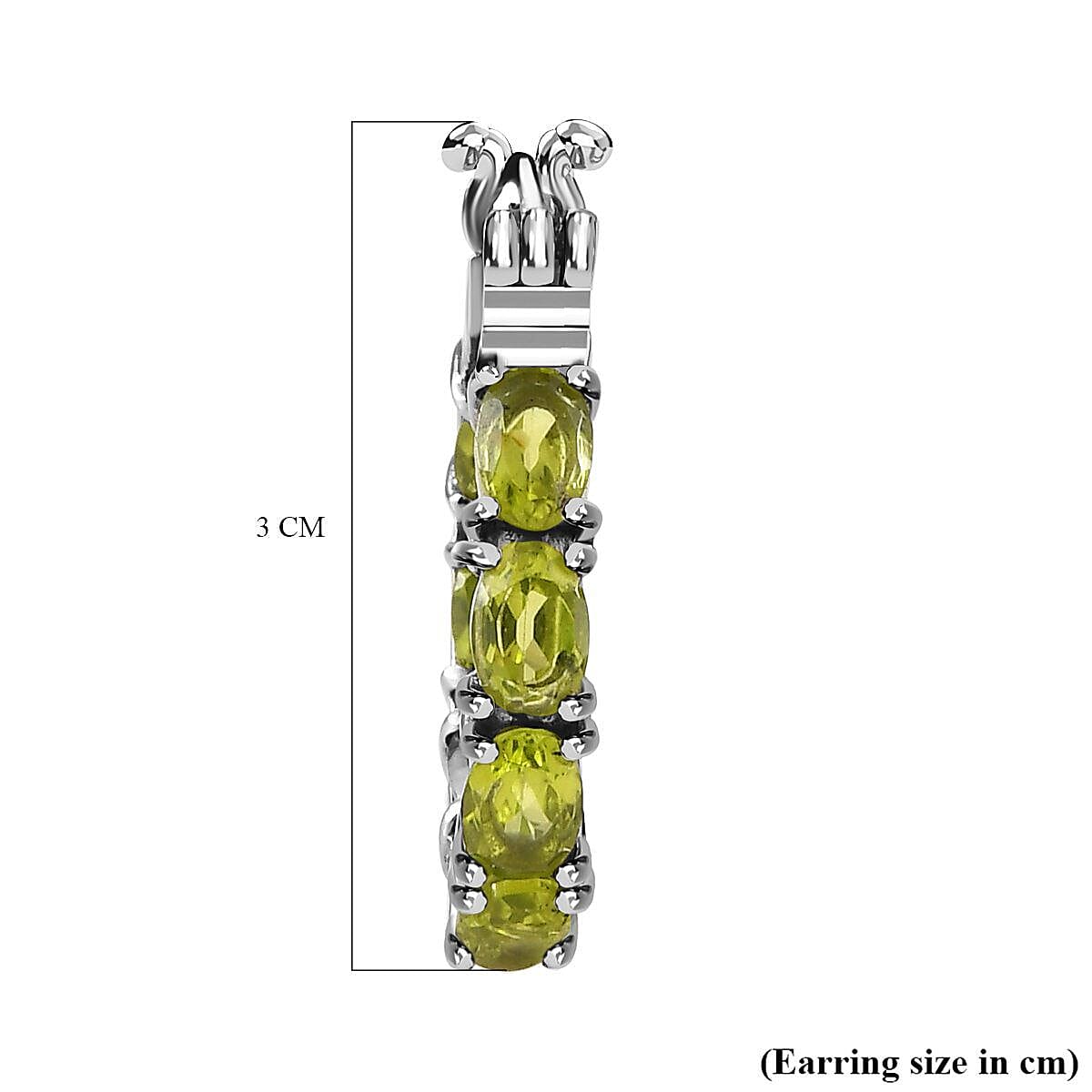 Hebei Peridot J Hoop Earrings in Stainless Steel 6.944 Ct
