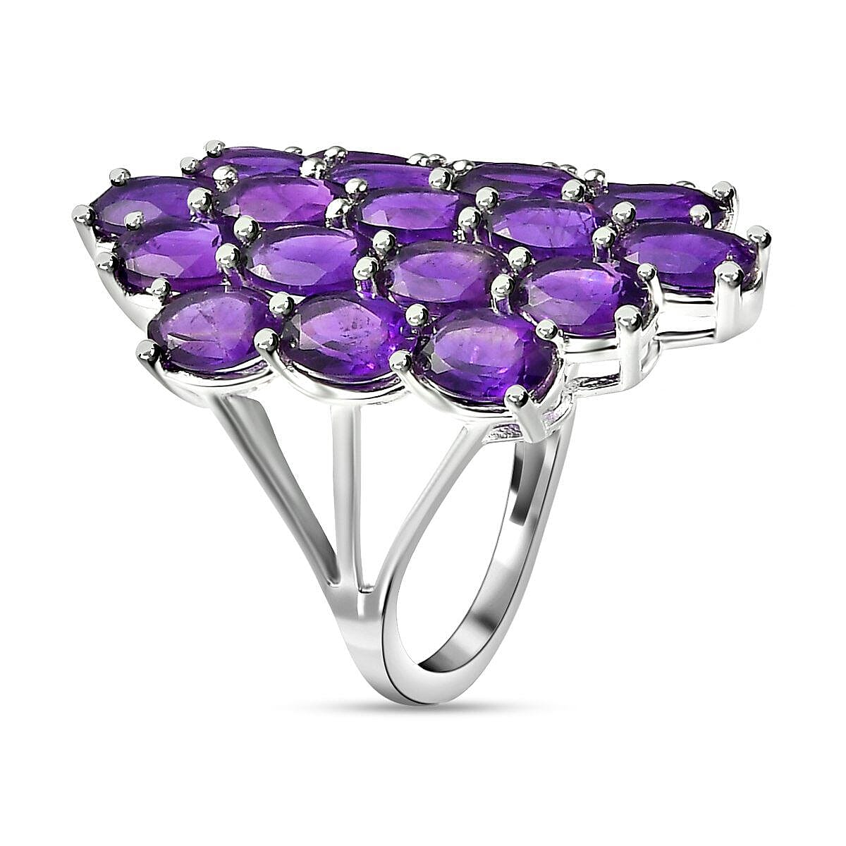 Amethyst Cluster Ring in Sterling Silver 7.64 Ct
