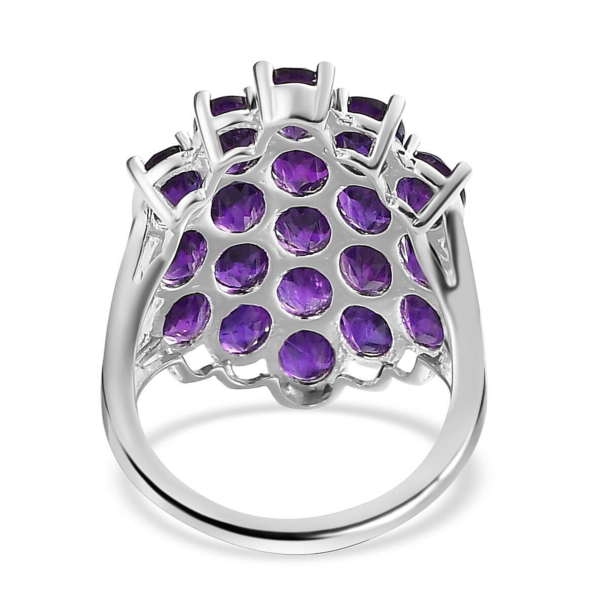 Amethyst Cluster Ring in Sterling Silver 7.64 Ct