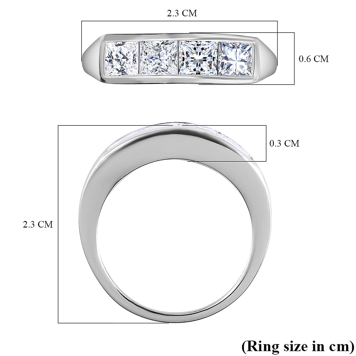 Made with Finest CZ Ring in Sterling Silver 2.68 Ct.