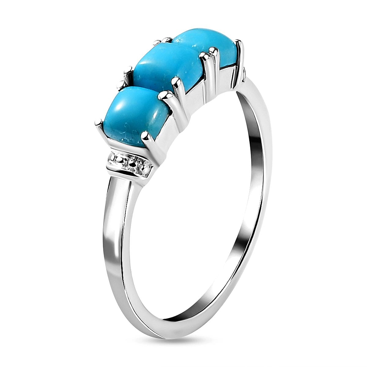 Arizona Sleeping Beauty Turquoise Triology Ring in Sterling Silver 1.008 Ct