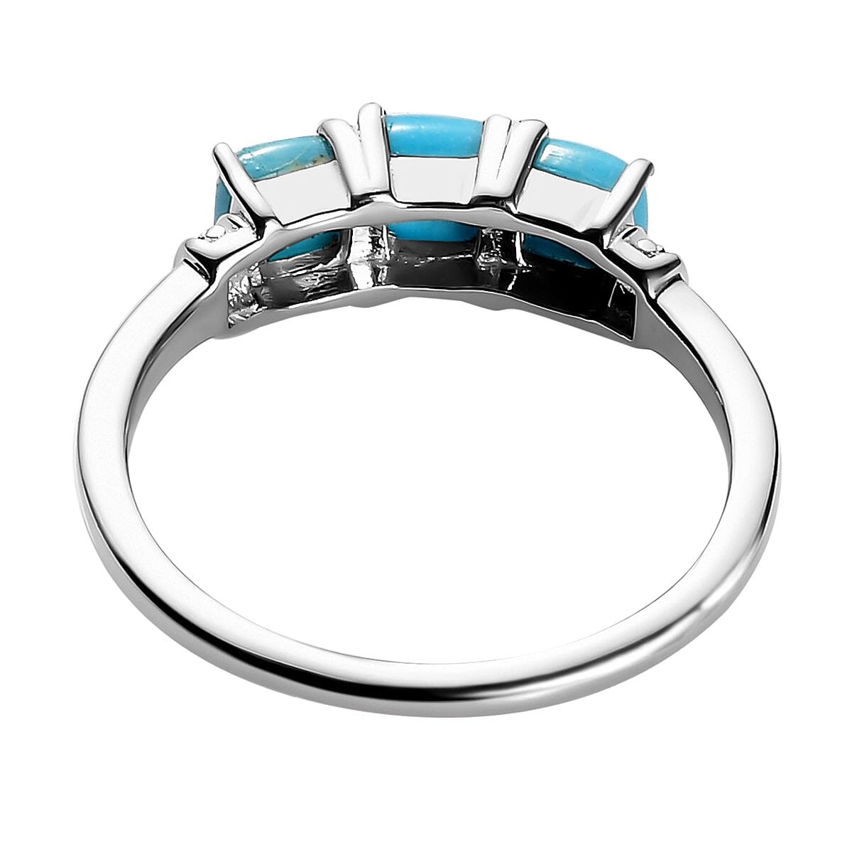 Arizona Sleeping Beauty Turquoise Triology Ring in Sterling Silver 1.008 Ct