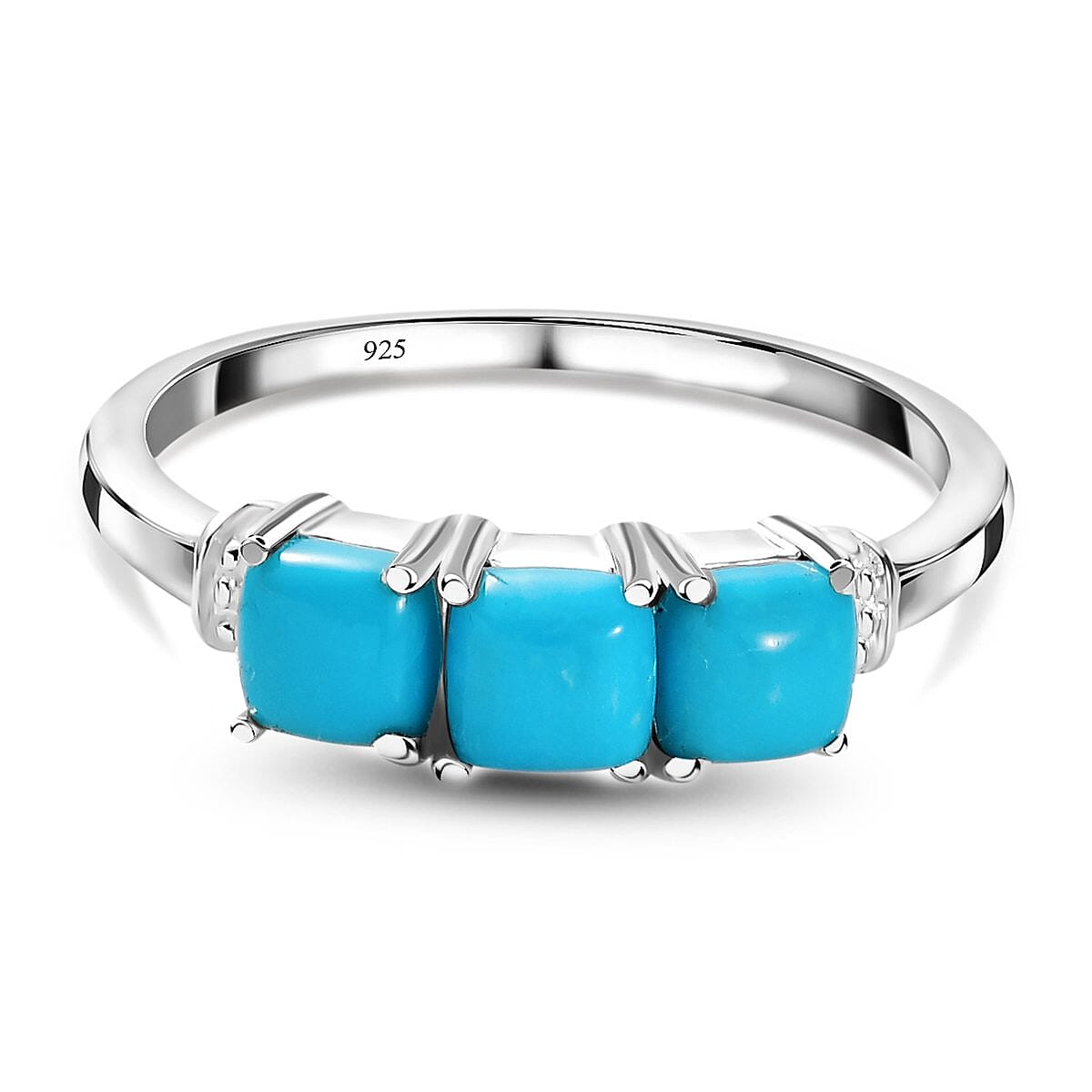 Arizona Sleeping Beauty Turquoise Triology Ring in Sterling Silver 1.008 Ct