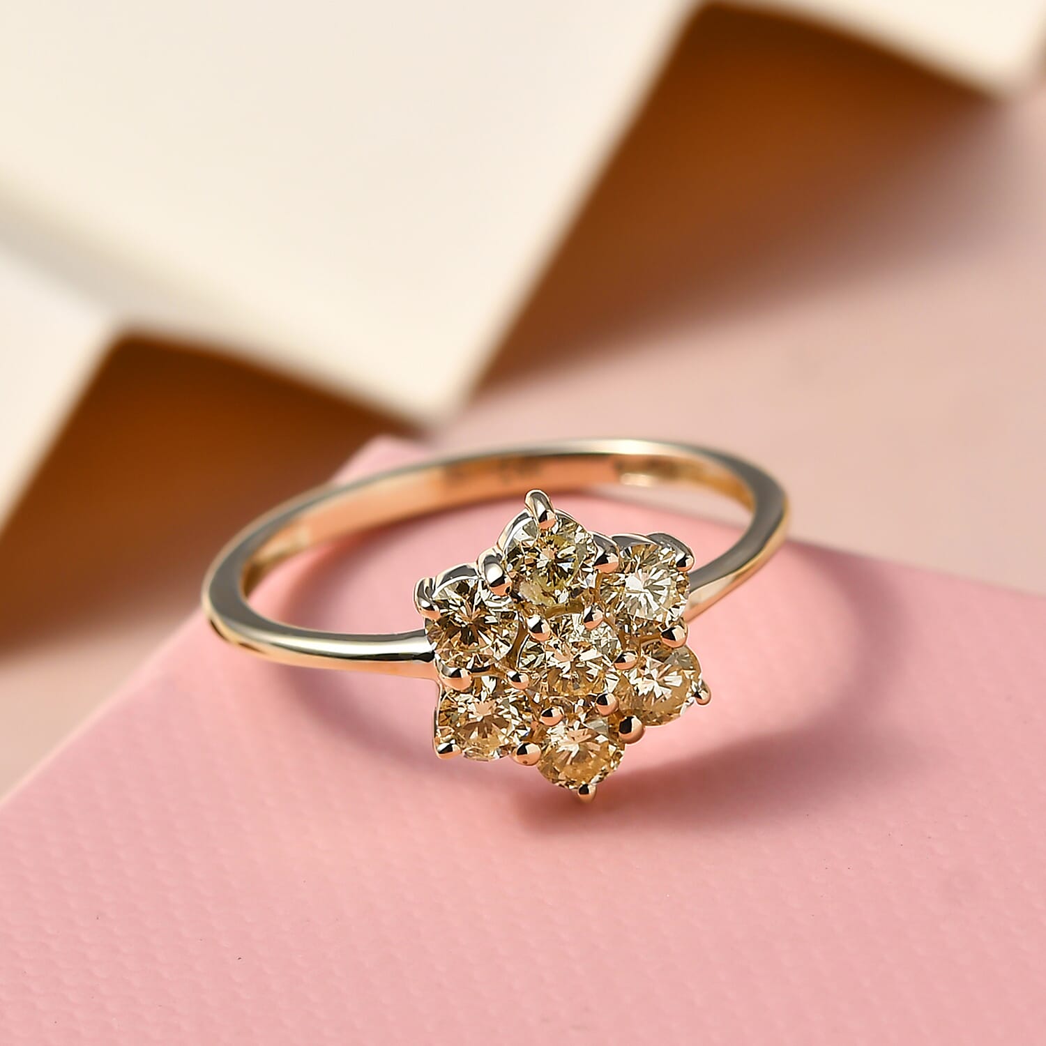 14K Yellow Gold SGL Certified Natural Yellow Diamond (SI-I1) Floral Ring 0.75 Ct.