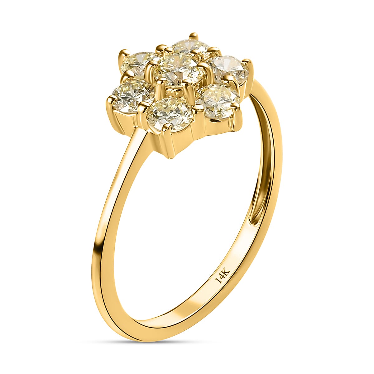 14K Yellow Gold SGL Certified Natural Yellow Diamond (SI-I1) Floral Ring 0.75 Ct.