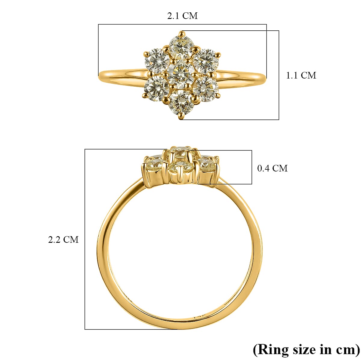14K Yellow Gold SGL Certified Natural Yellow Diamond (SI-I1) Floral Ring 0.75 Ct.