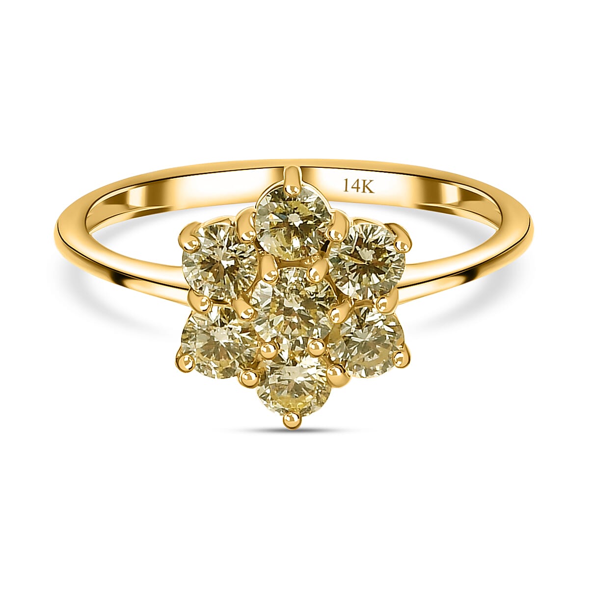 14K Yellow Gold SGL Certified Natural Yellow Diamond (SI-I1) Floral Ring 0.75 Ct.