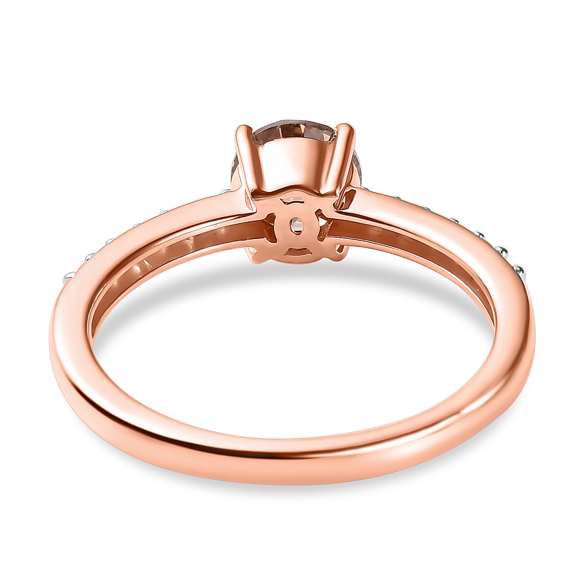 14K Rose Gold SGL Certified Champagne Diamond (I1-I2) and White Diamond (I1-I2 -G-H) Ring 1.00 Ct.