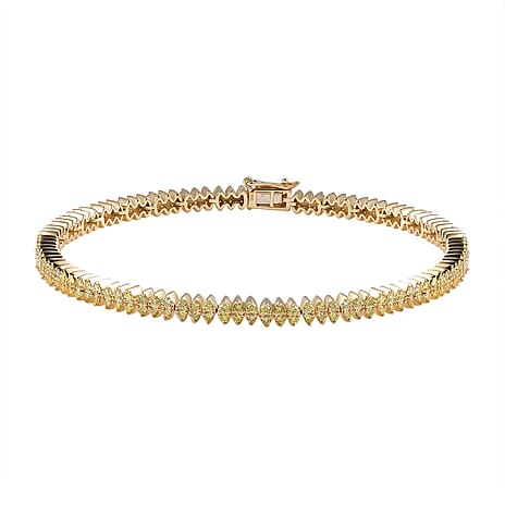 9K Yellow Gold SGL Certificate Natural Yellow Diamond (I2) Cluster Bracelet (Size - 7.5) 2.00 Ct, Gold Wt. 10.20 Gms