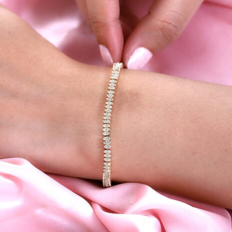 9K Yellow Gold SGL Certificate Natural Yellow Diamond (I2) Cluster Bracelet (Size - 7.5) 2.00 Ct, Gold Wt. 10.20 Gms