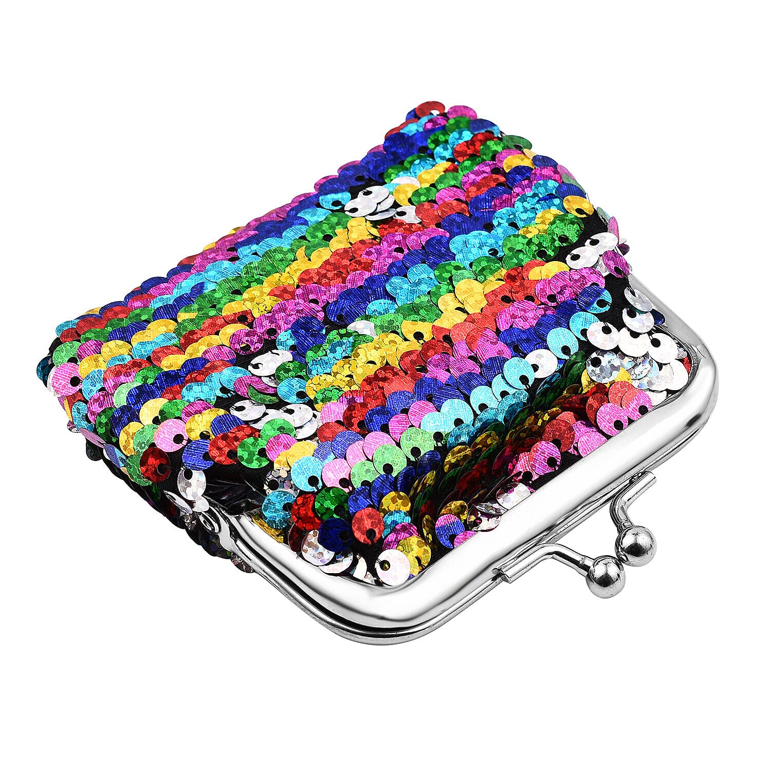Set of 4 - Sequin Coin Purse Bags (Size 9x7x2 Cm) - Black & Multi