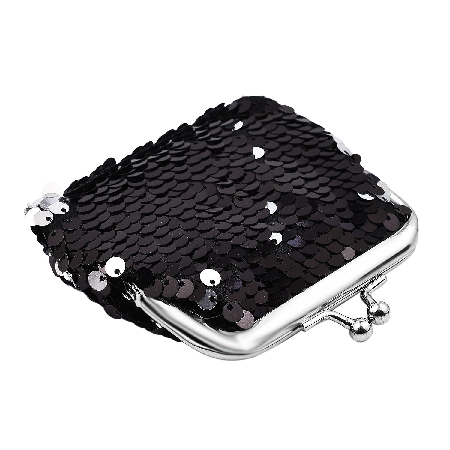 Set of 4 - Sequin Coin Purse Bags (Size 9x7x2 Cm) - Black & Multi