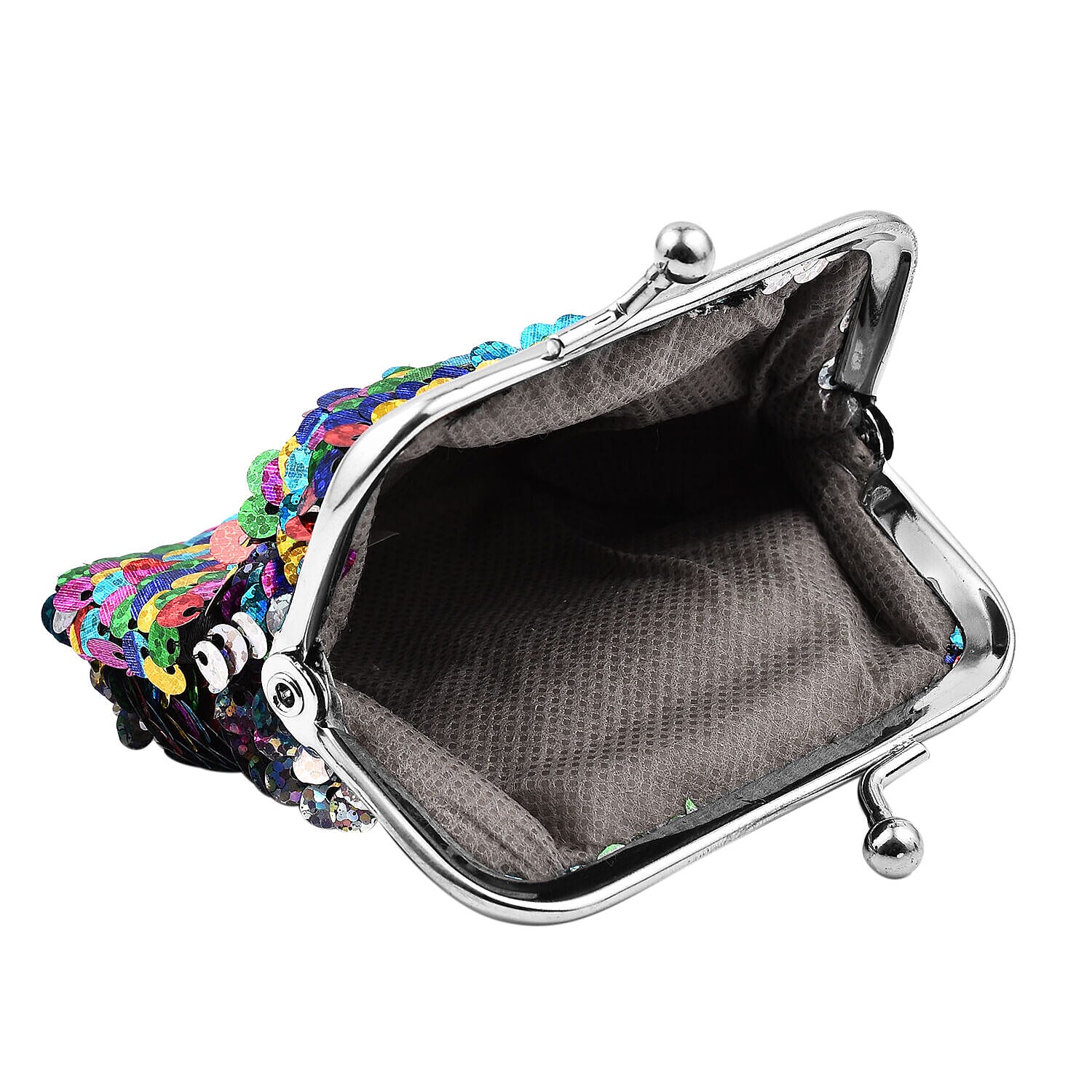 Set of 4 - Sequin Coin Purse Bags (Size 9x7x2 Cm) - Black & Multi