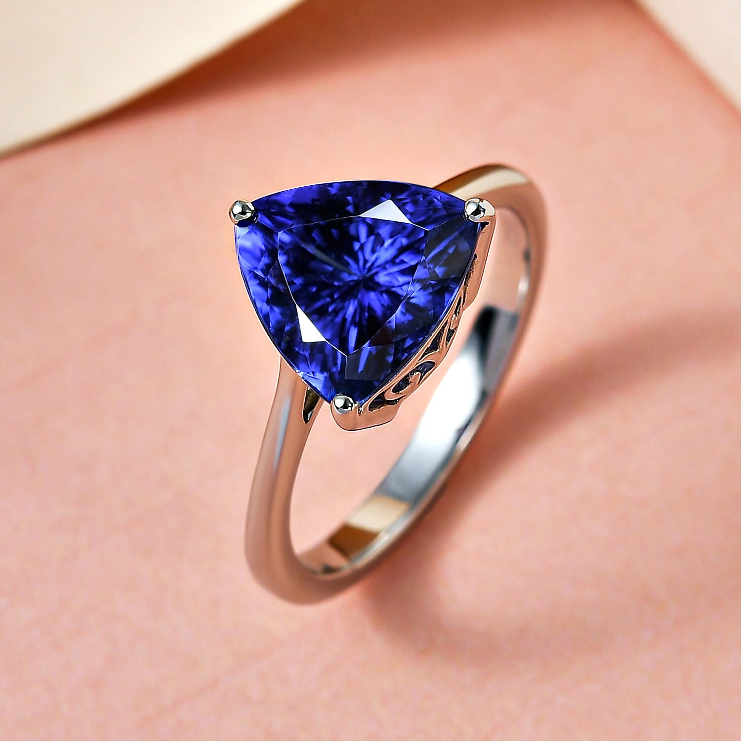 RHAPSODY 950 Platinum AAAA Tanzanite Solitaire Ring 3.00 Ct.
