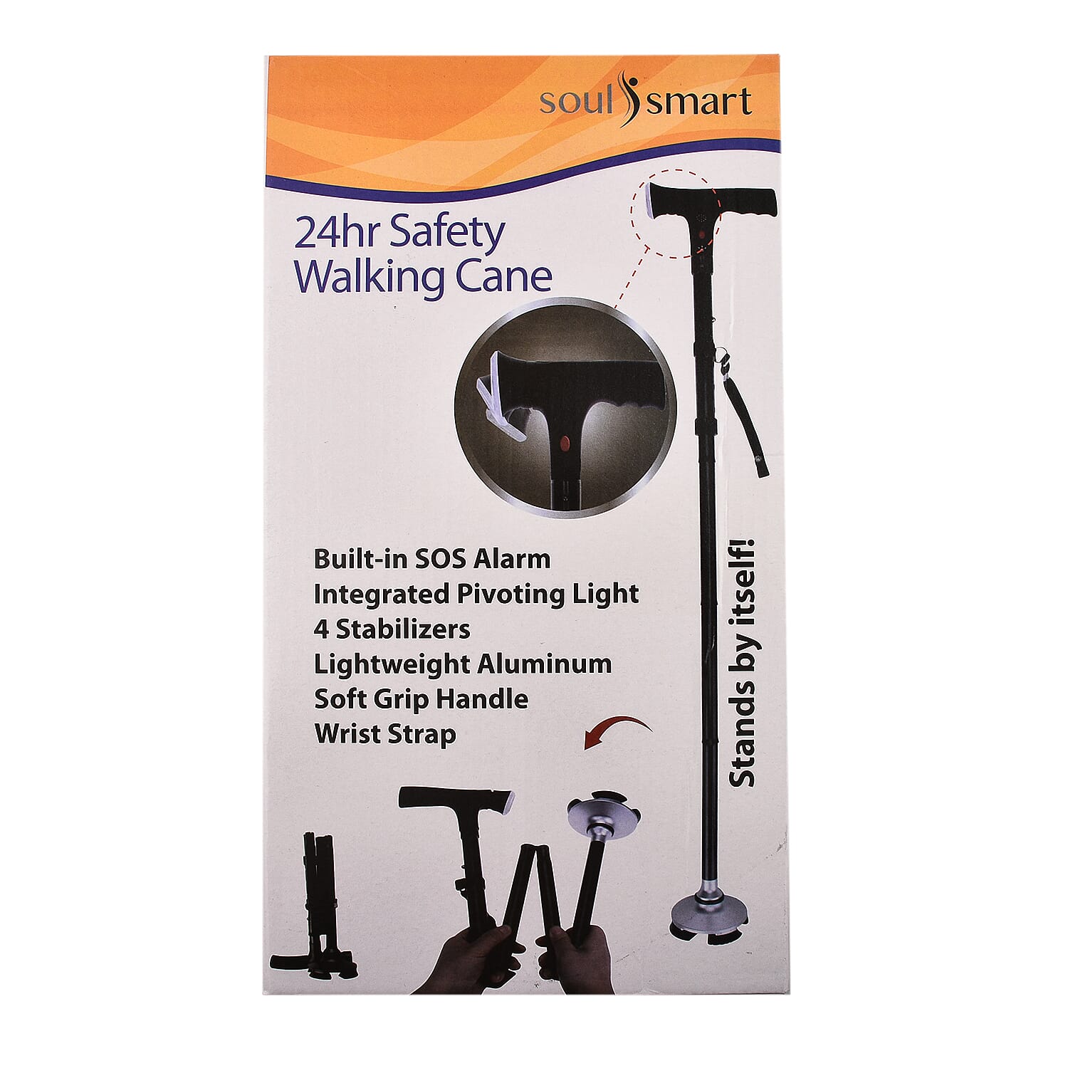 Smart Easy Up Cane With 2 Handle - Anti Slip Base - Blue