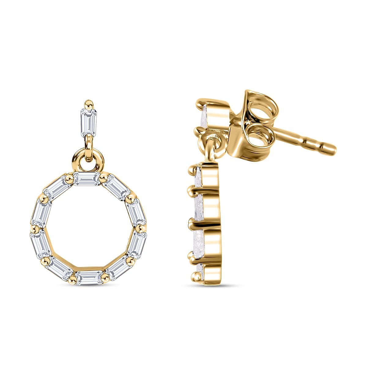 Designer Inspired- Diamond Fire Cracker Earrings in Yellow Gold Vermeil Plated Sterling Silver 0.50 Ct.