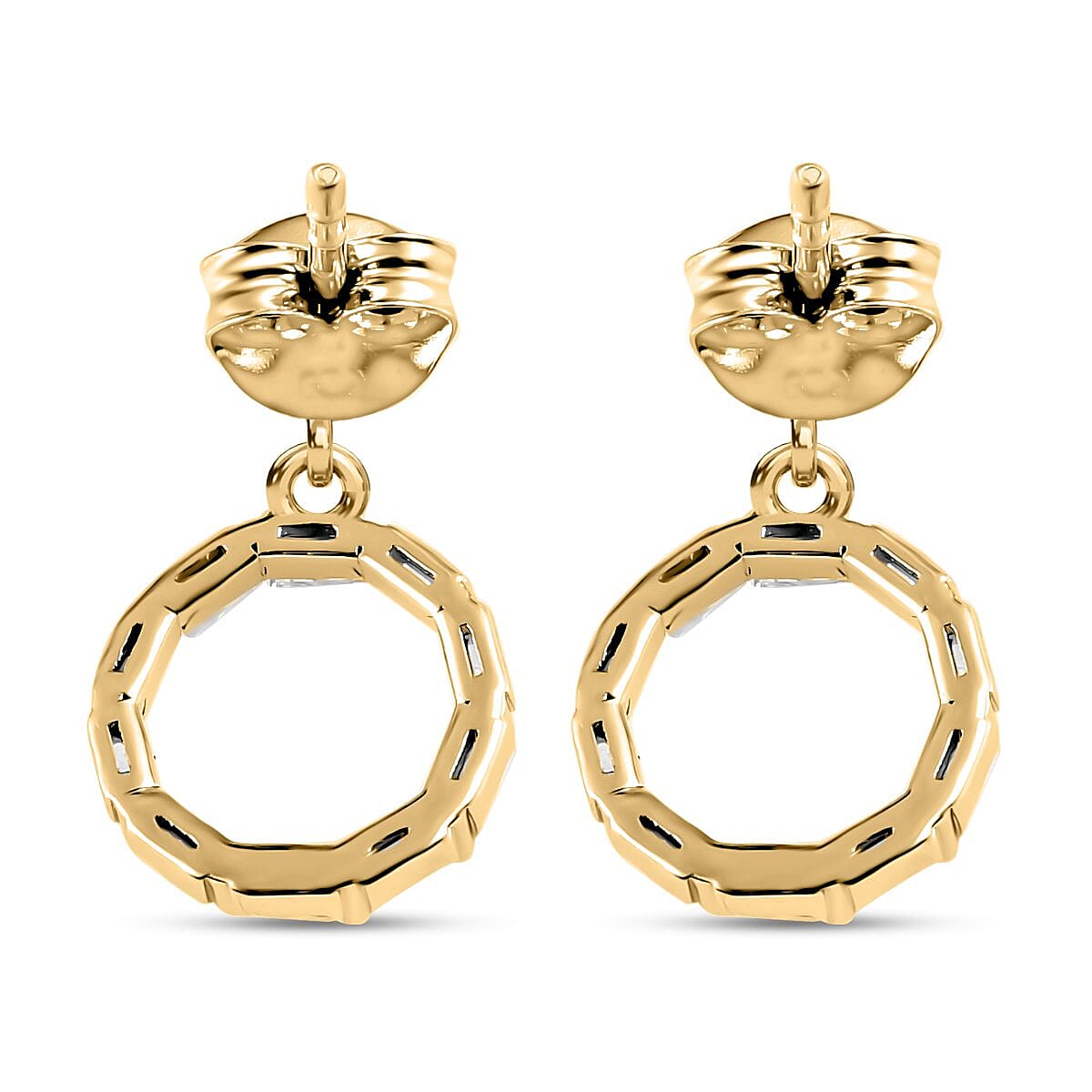 Designer Inspired- Diamond Fire Cracker Earrings in Yellow Gold Vermeil Plated Sterling Silver 0.50 Ct.