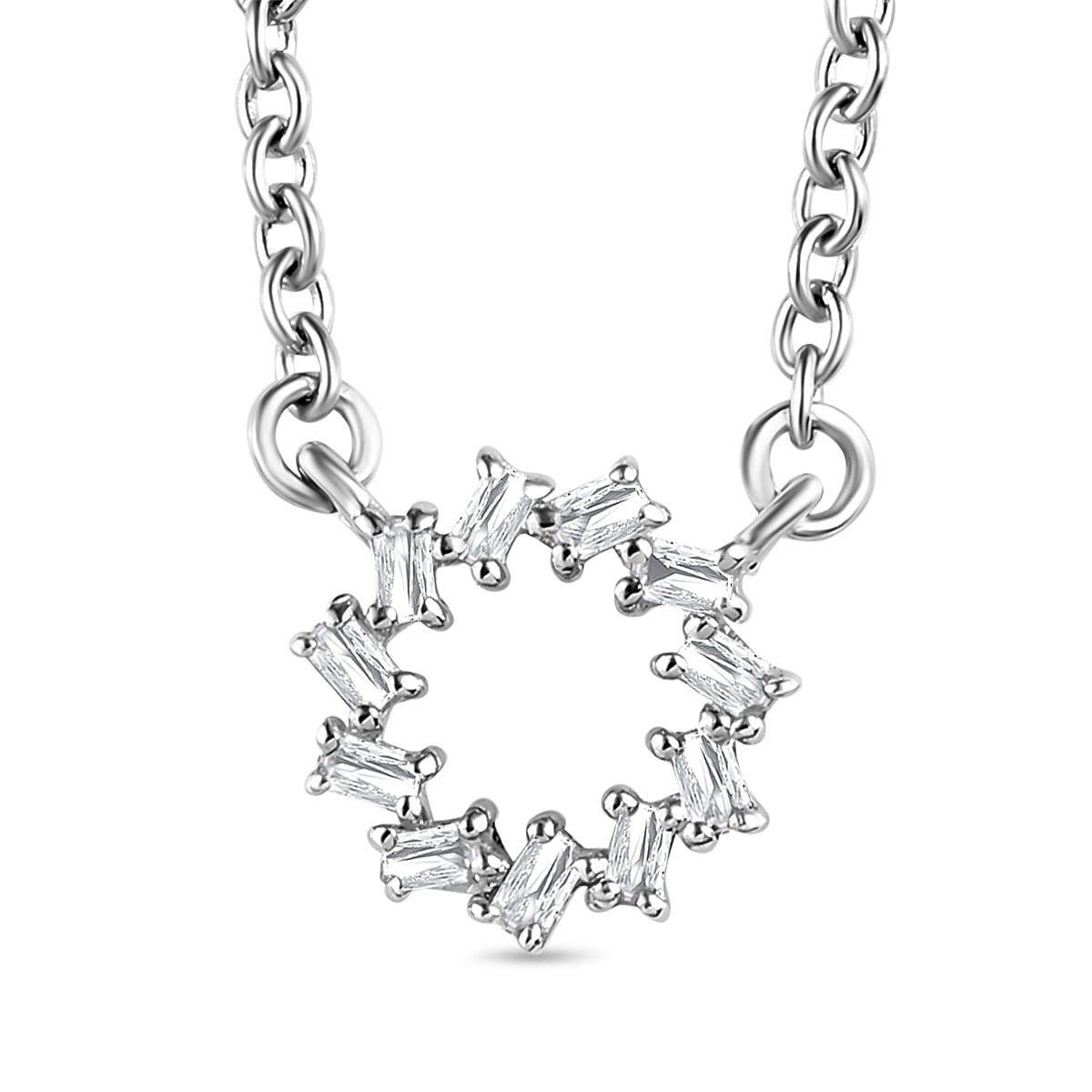 Circle of Life Diamond Necklace (Size - 20) in Platinum Overlay Sterling Silver and Stainless Steel.