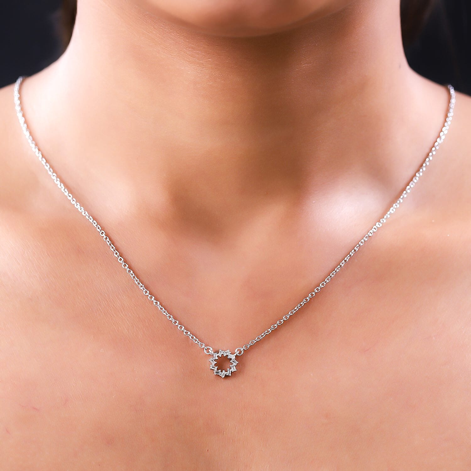 Circle of Life Diamond Necklace (Size - 20) in Platinum Overlay Sterling Silver and Stainless Steel.