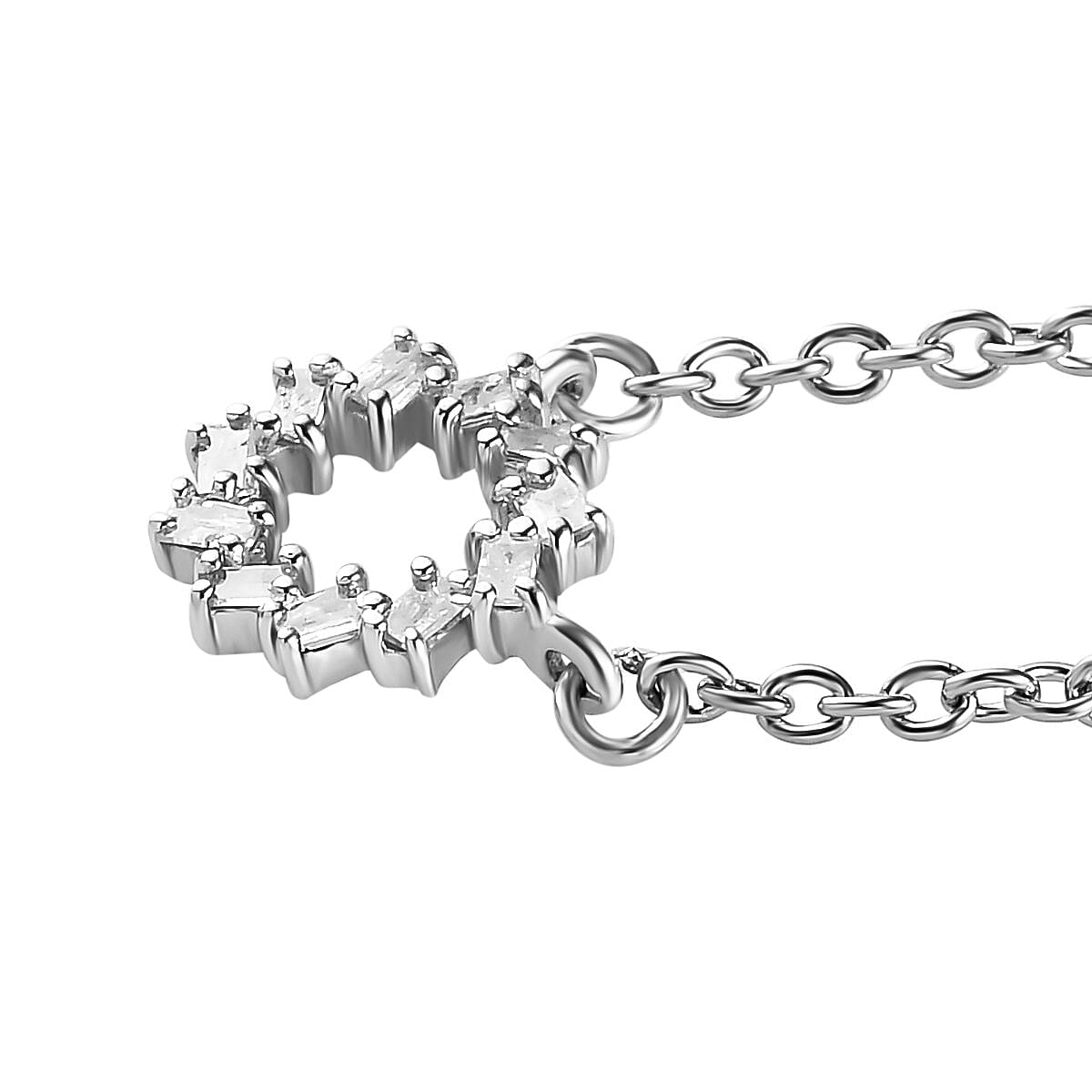 Circle of Life Diamond Necklace (Size - 20) in Platinum Overlay Sterling Silver and Stainless Steel.