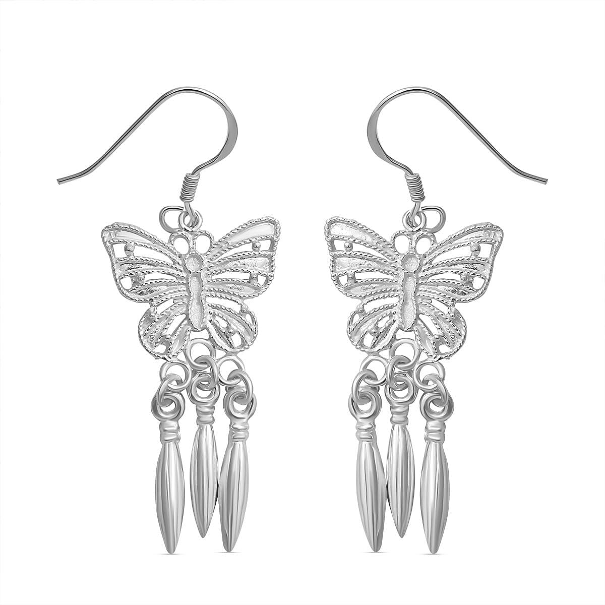 Bangkok Close Out - Sterling Silver Butterfly Dangling Earrings (With Hook)