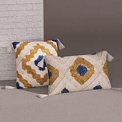 Ikat Pattern Tufted Pillow Cover (Square & Rectangle) - Brown