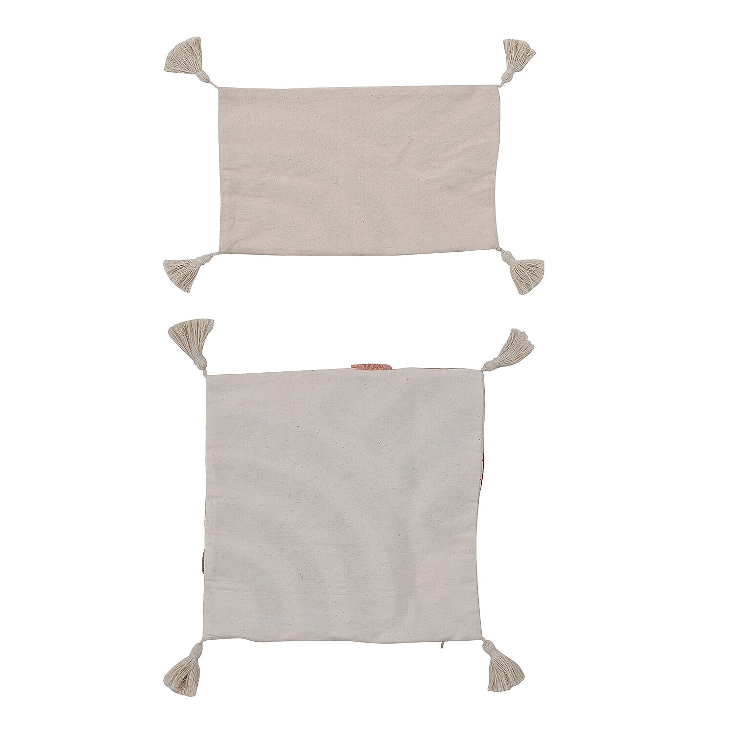 Set of 2 - Stripe Pattern Tufted Pillow Cover 80% Cotton (Square 45 Cm - Rectangle 50x30 Cm) - Stripe Pink