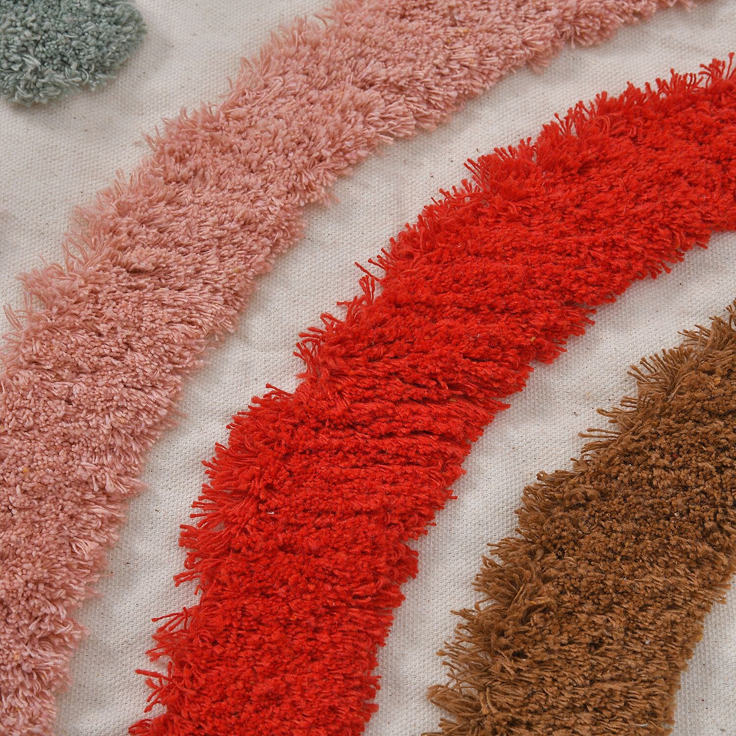 Set of 2 - Stripe Pattern Tufted Pillow Cover 80% Cotton (Square 45 Cm - Rectangle 50x30 Cm) - Stripe Pink