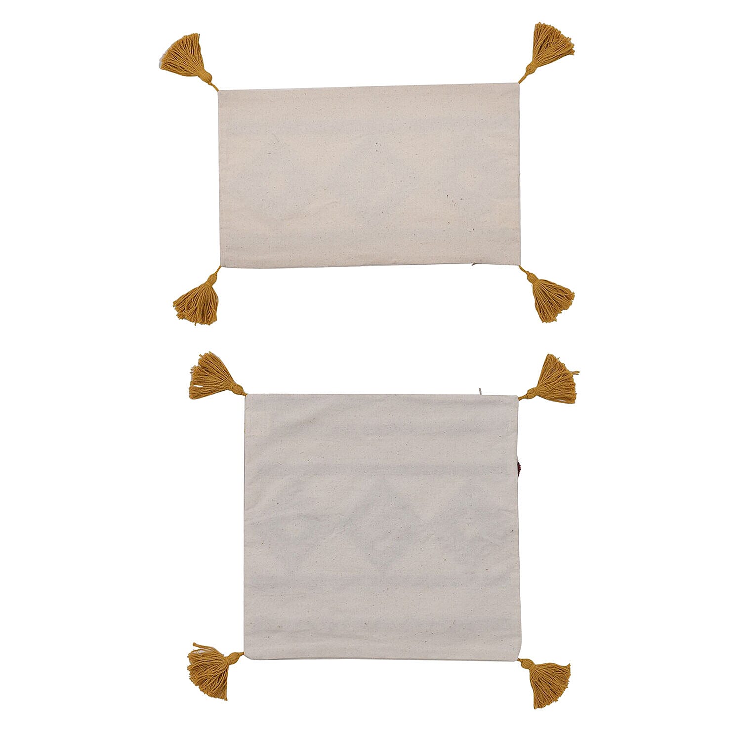 Set of 2 - Diamond Pattern Tufted Pillow Cover 80% Cotton (Square 45 Cm & Rectangle 50x30 Cm ) - Diamond