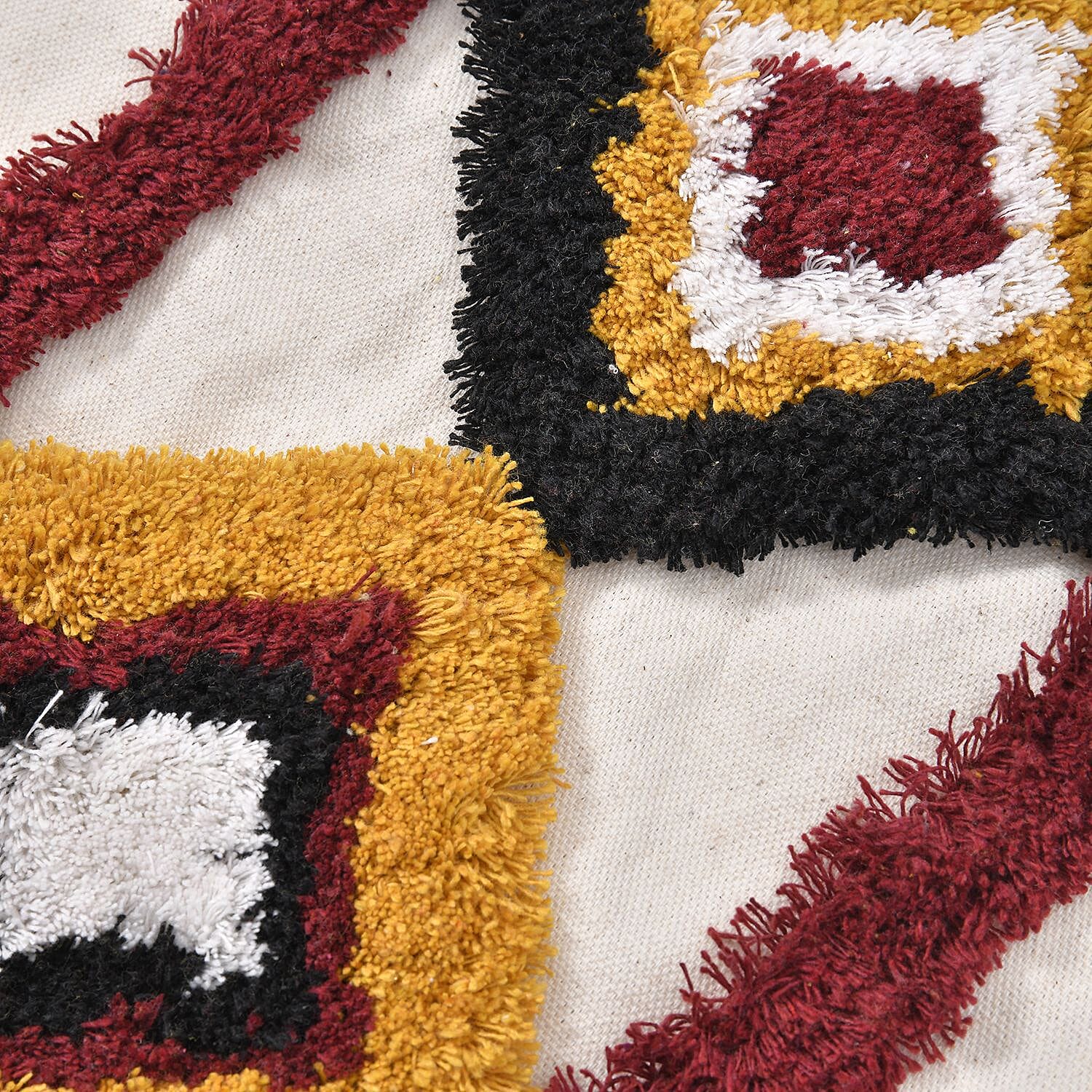 Set of 2 - Diamond Pattern Tufted Pillow Cover 80% Cotton (Square 45 Cm & Rectangle 50x30 Cm ) - Diamond