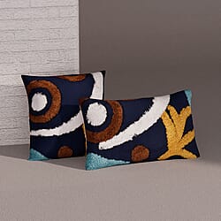 Ikat Pattern Tufted Pillow Cover (Square & Rectangle) - Brown