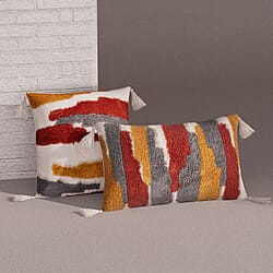 Ikat Pattern Tufted Pillow Cover (Square & Rectangle) - Brown