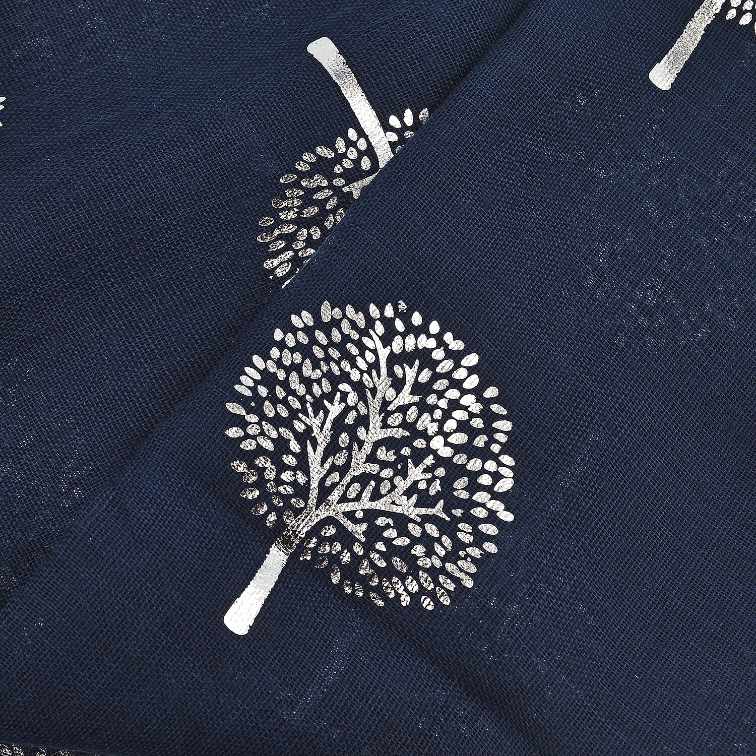 New Arrival - Tree Foil Printed Scarf (Size 180x71 Cm) - Navy Blue