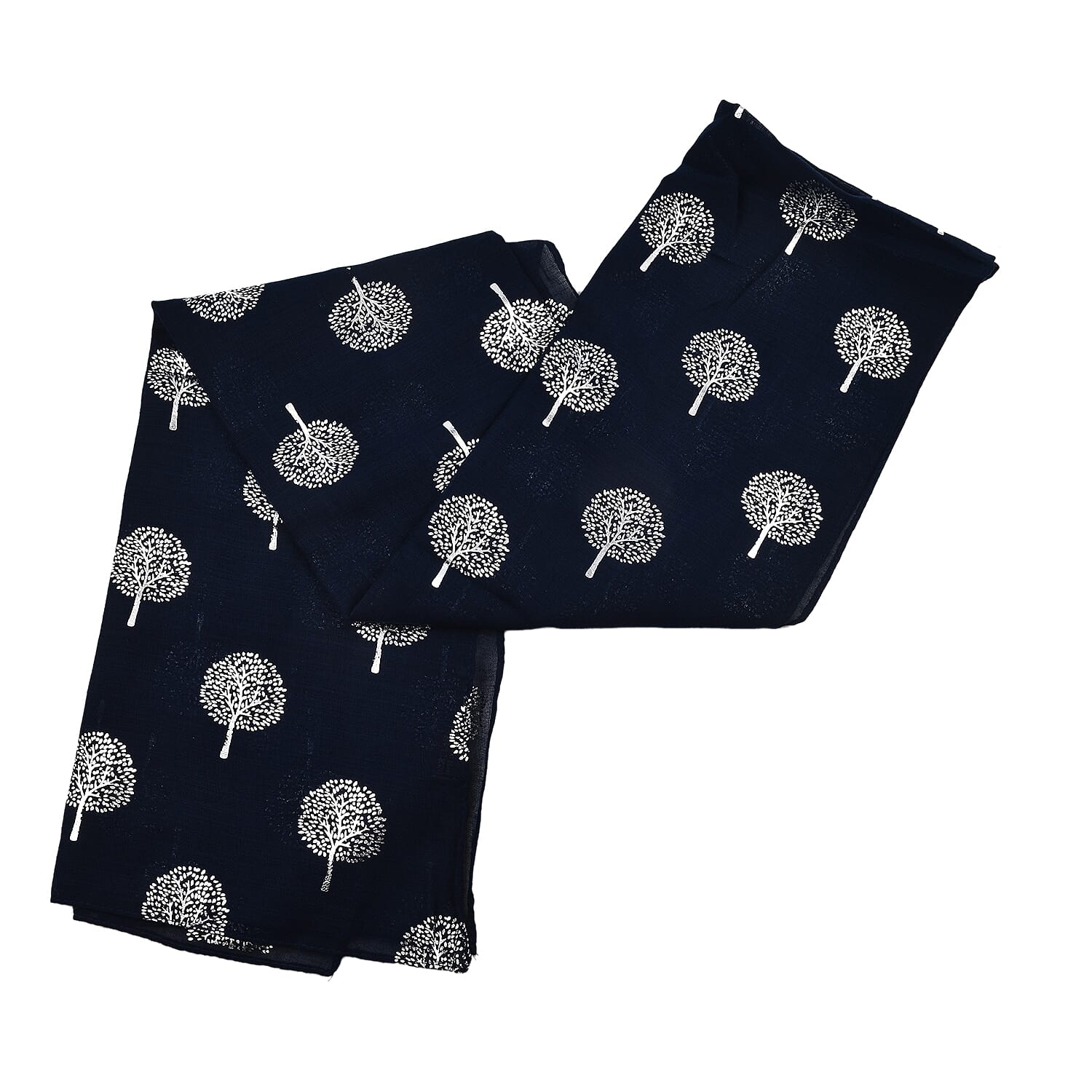 New Arrival  - Tree Foil Printed Scarf (Size 180x72 Cm) - Denim
