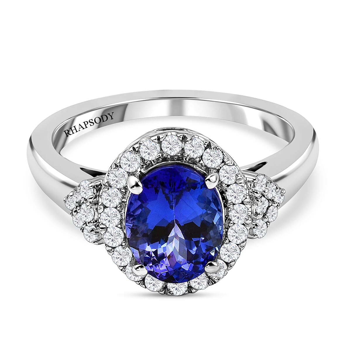 RHAPSODY 950 Platinum AAAA Tanzanite and Diamond (VS-E-F) Ring 2.50 Ct, Platinum Wt. 5.80 Gms