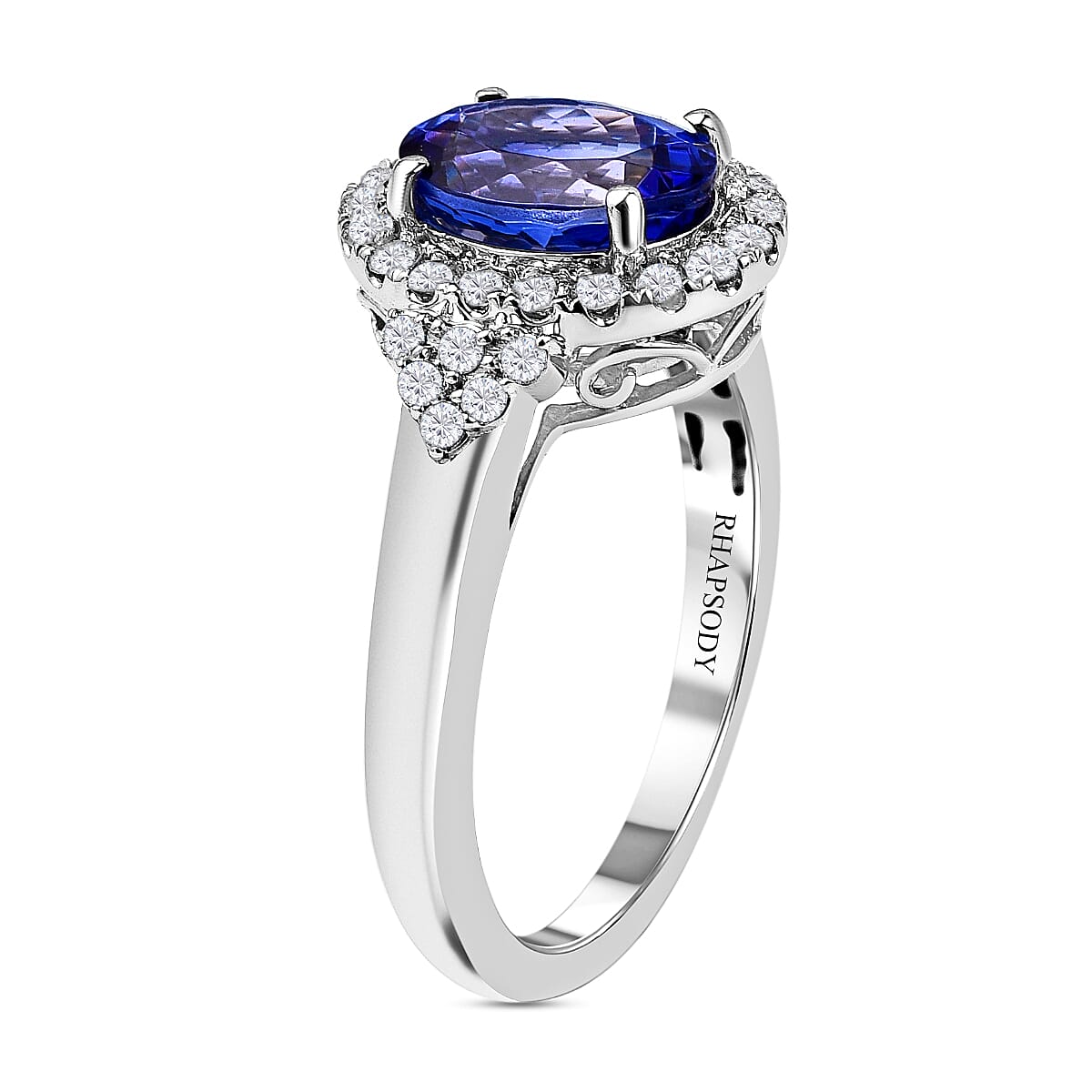 RHAPSODY 950 Platinum AAAA Tanzanite and Diamond (VS-E-F) Ring 2.50 Ct, Platinum Wt. 5.80 Gms