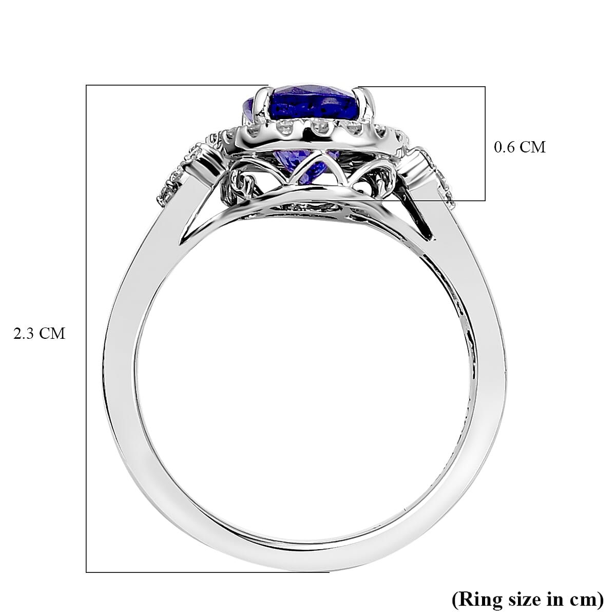 RHAPSODY 950 Platinum AAAA Tanzanite and Diamond (VS-E-F) Ring 2.50 Ct, Platinum Wt. 5.80 Gms