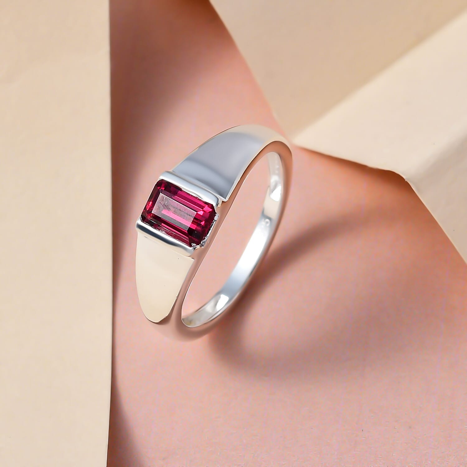 Tanzanian Wine Garnet Signet Ring in Sterling Silver