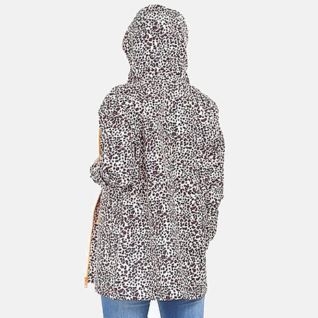 Brave Soul Leopard Pattern Water Resistant Hooded Rain Mac (Size 20) - Red and Black