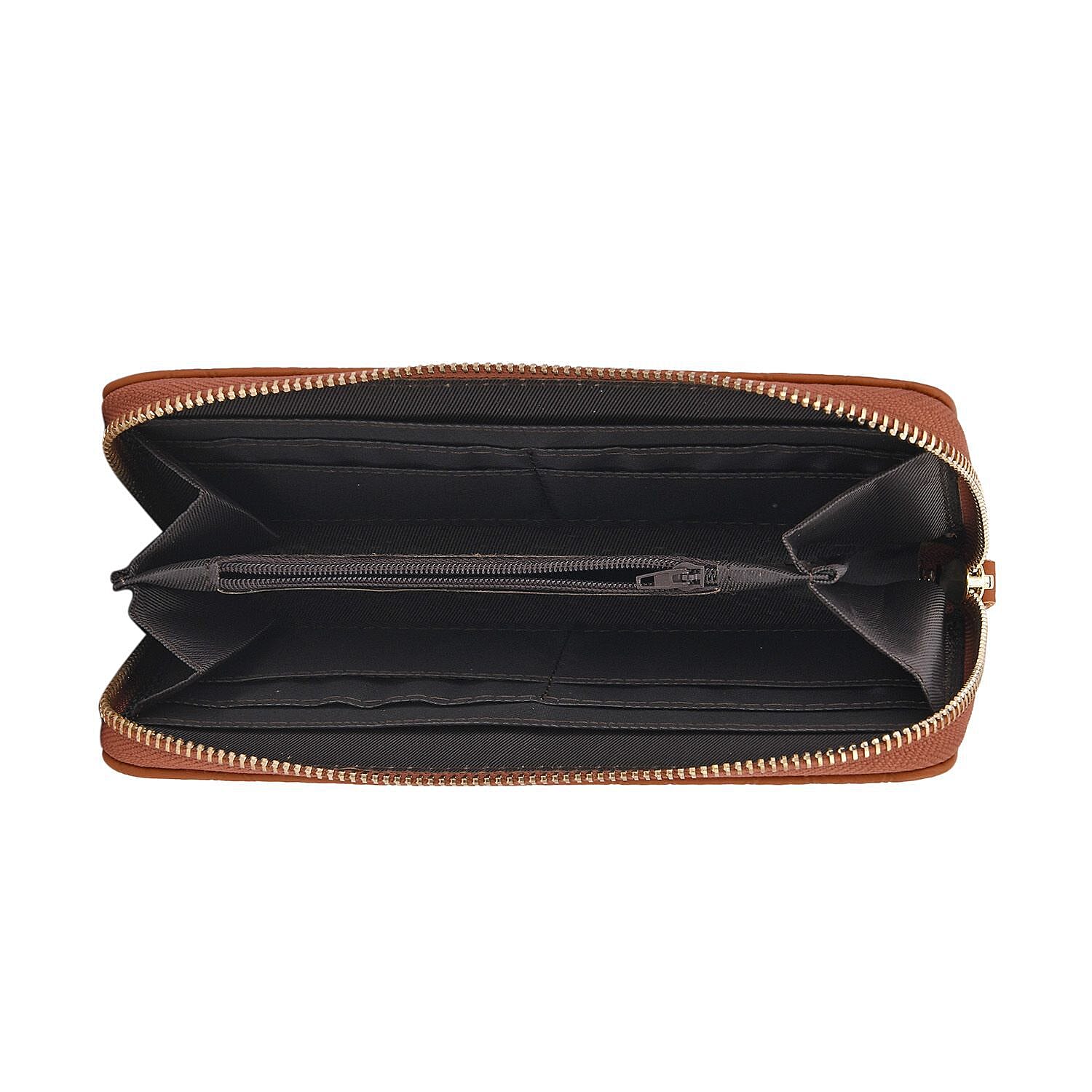 Closeout Deal - Genuine Leather Flower Pattern Embossed Wallet with RFID Protection - Tan