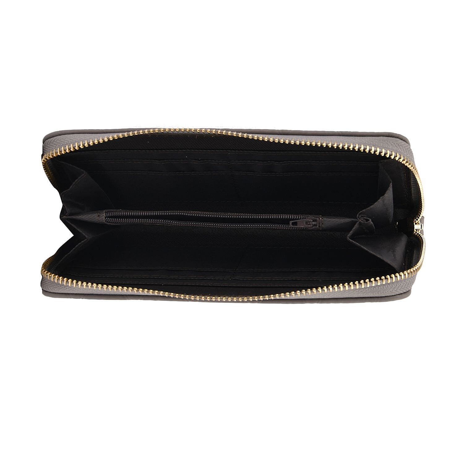 Closeout Deal - Genuine Leather Rhombus Pattern Embossed Wallet with RFID Protection (Size 19x10x2 cm) - Grey