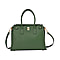 Genuine Leather Solid Crossbody Bag with Handle Drop and Sholuder Strap - Green