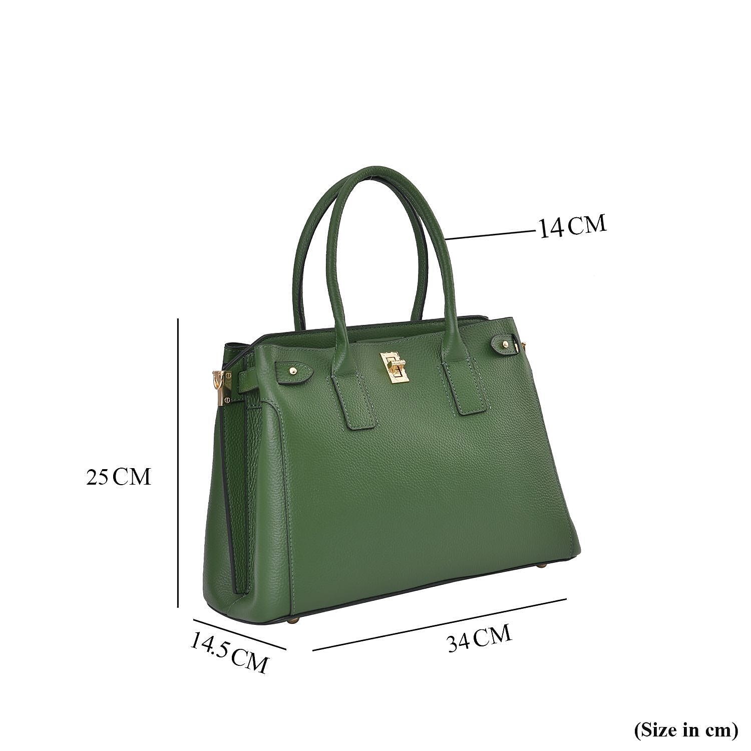 Genuine Leather Solid Crossbody Bag with Handle Drop - Green