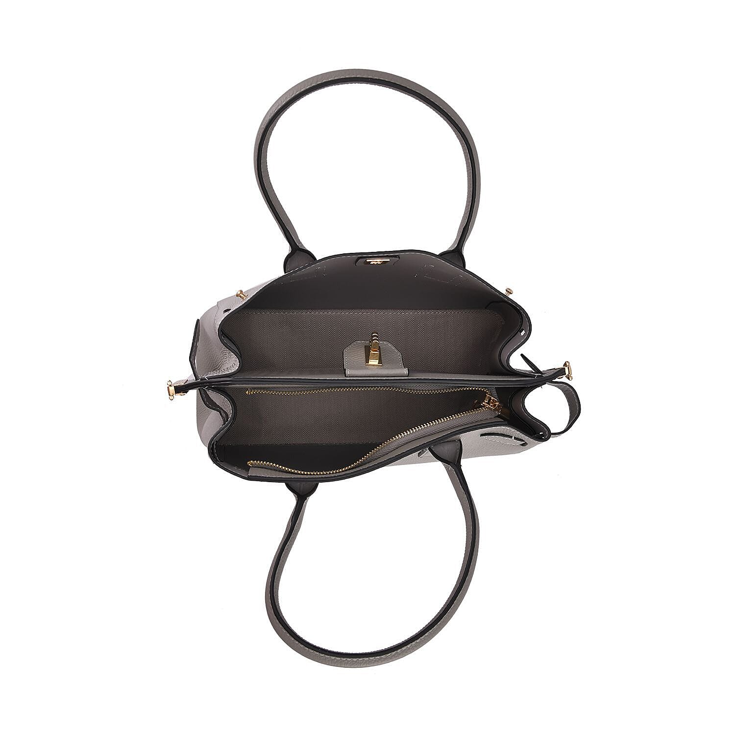 Genuine Leather Solid Crossbody Bag with Handle Drop - Grey