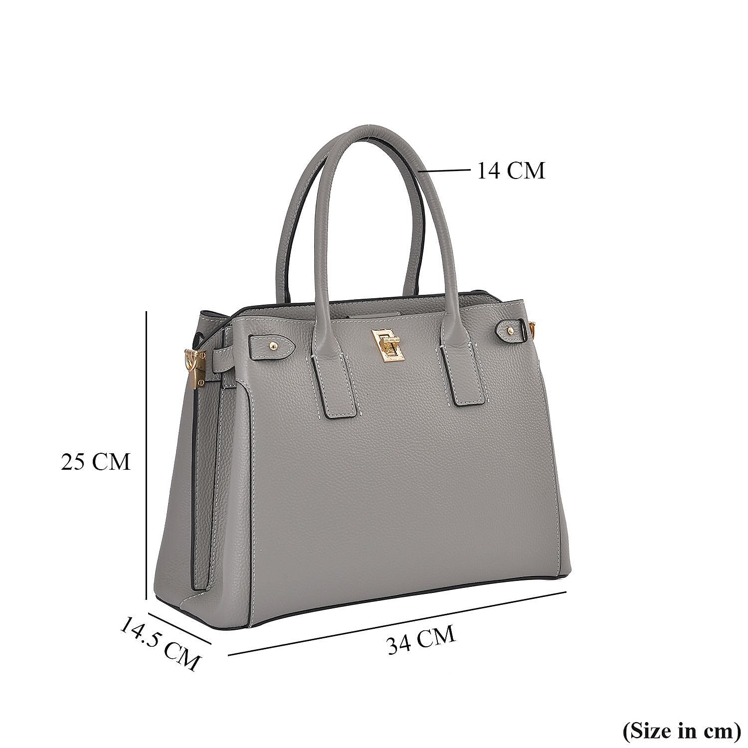 Genuine Leather Solid Crossbody Bag with Handle Drop - Grey