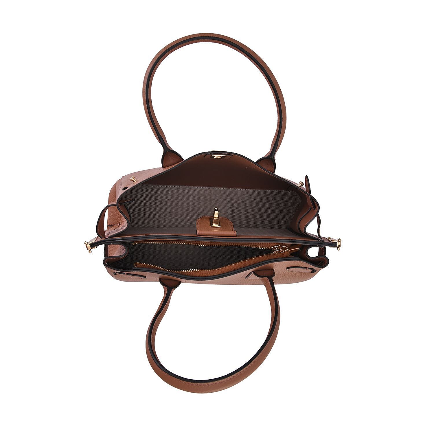 Genuine Leather Solid Crossbody Bag with Handle Drop - Pink