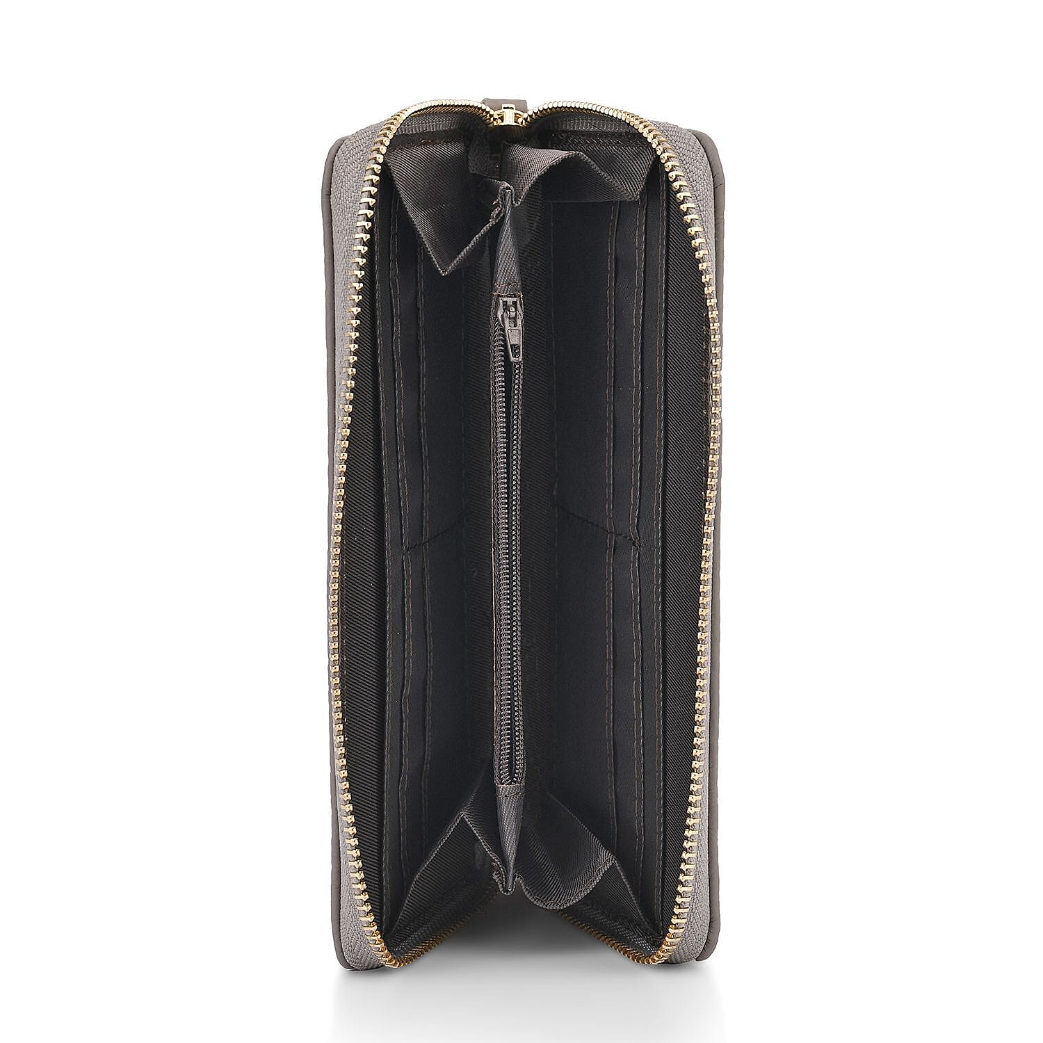 Closeout Deal - Genuine Leather Flower Embossed RFID Protected Purse (Size 19x10x2 cm) - Grey