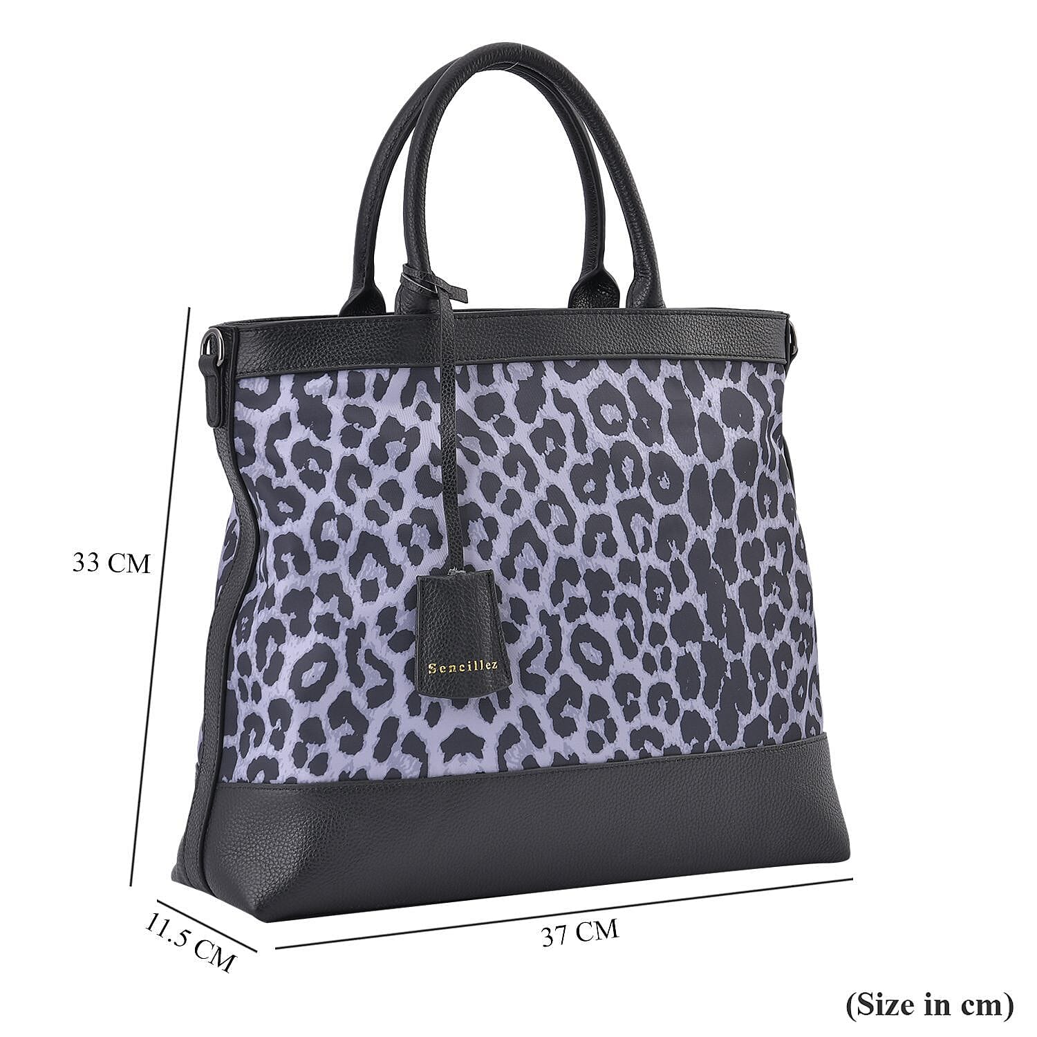 Sencillez Genuine Leather Leopard Convertible Bag with Detachable Long Strap - Beige