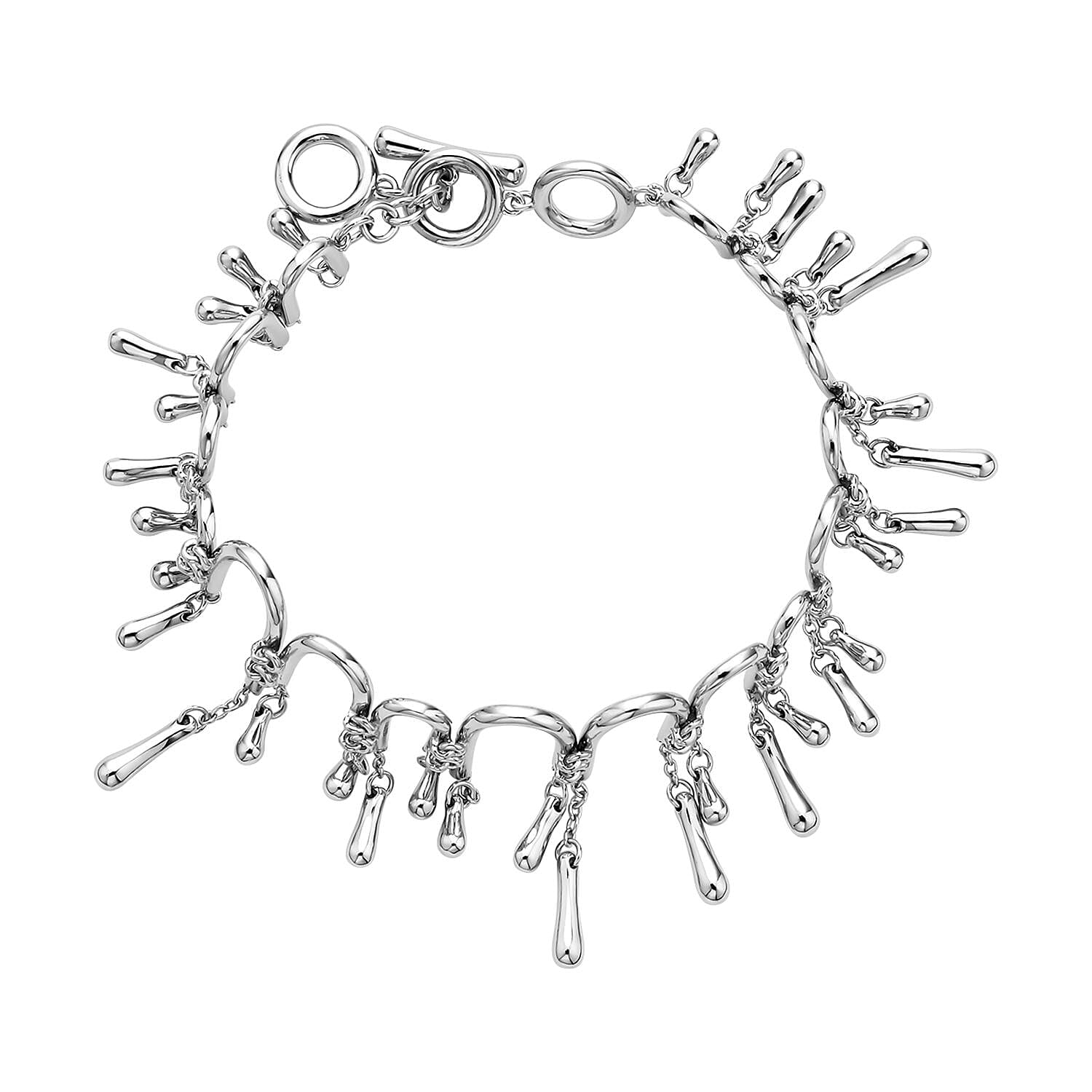 LucyQ Umbrella Collection - Rhodium Overlay Sterling Silver Bracelet (Size - 8 With Extenders).